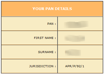 PAN details screen from government website.