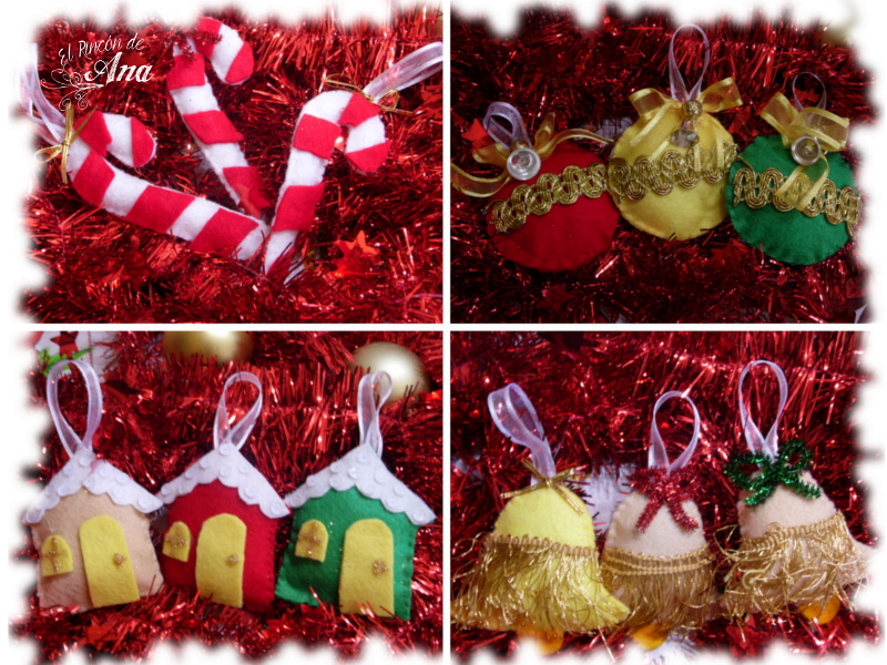 Gelatina y Adornos de fieltro para el árbol