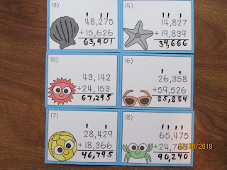  5 Digit Addition Regrouping Summer Task Cards