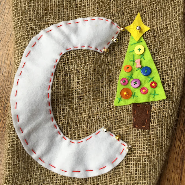 The detail on Mrs Bishop's homemade Christmas stocking 