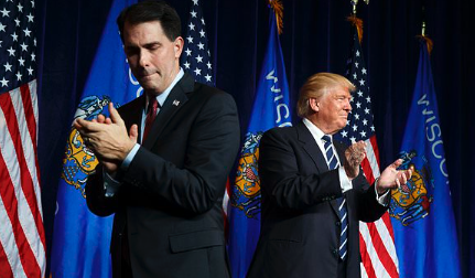 GOP crusader Walker reaches to center in volatile Wisconsin