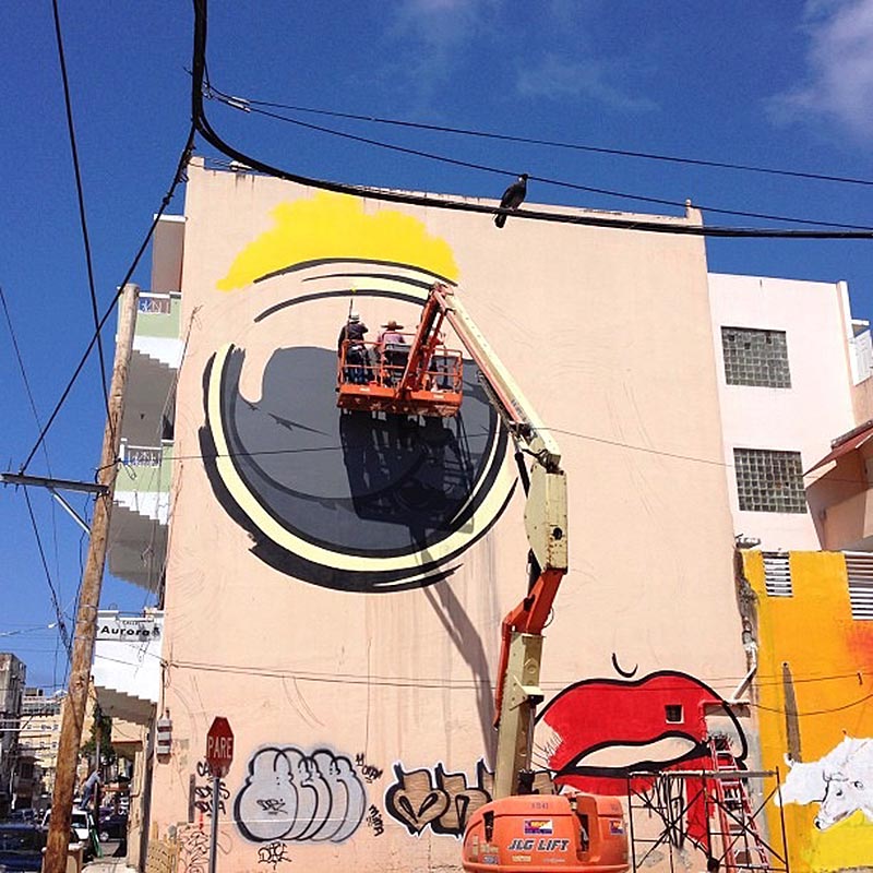 D*Face New Mural In Progress, Santurce, Puerto Rico StreetArtNews