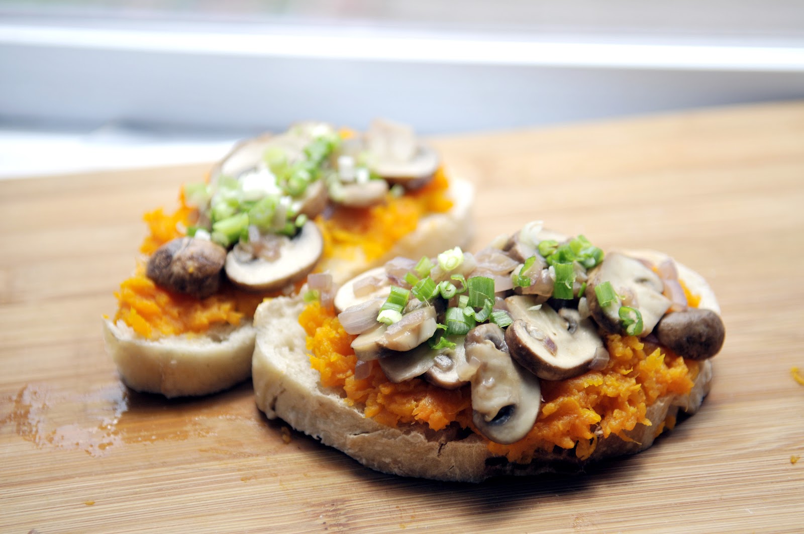 fun size beauty Sweet Potato & Sautéed Mushroom Open Faced Sandwich