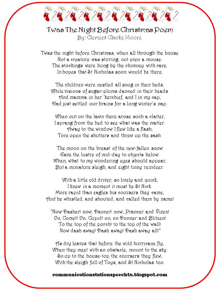 Free Printable Twas The Night Before Christmas Poem