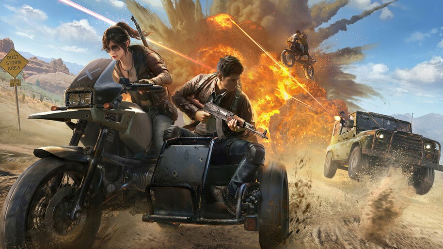 PUBG, Game, Explosion, Motorcycle, Sidecar, Chase, 4K, #7.1548