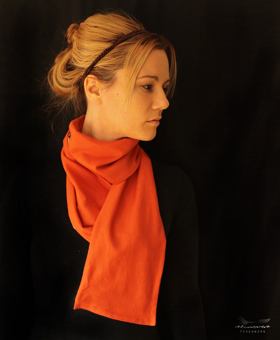 FoxenbergScarves Soft cotton orange scarf neck warmer reversible light