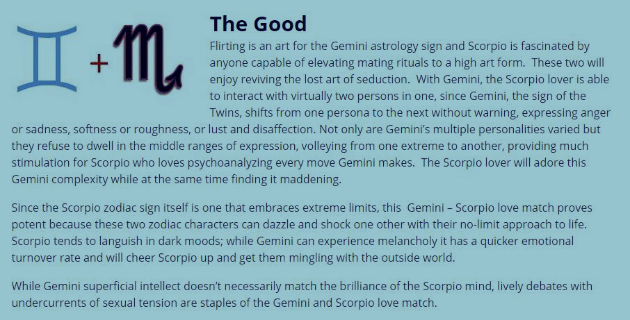 2. Gemini and Scorpio Friendship Compatibility.