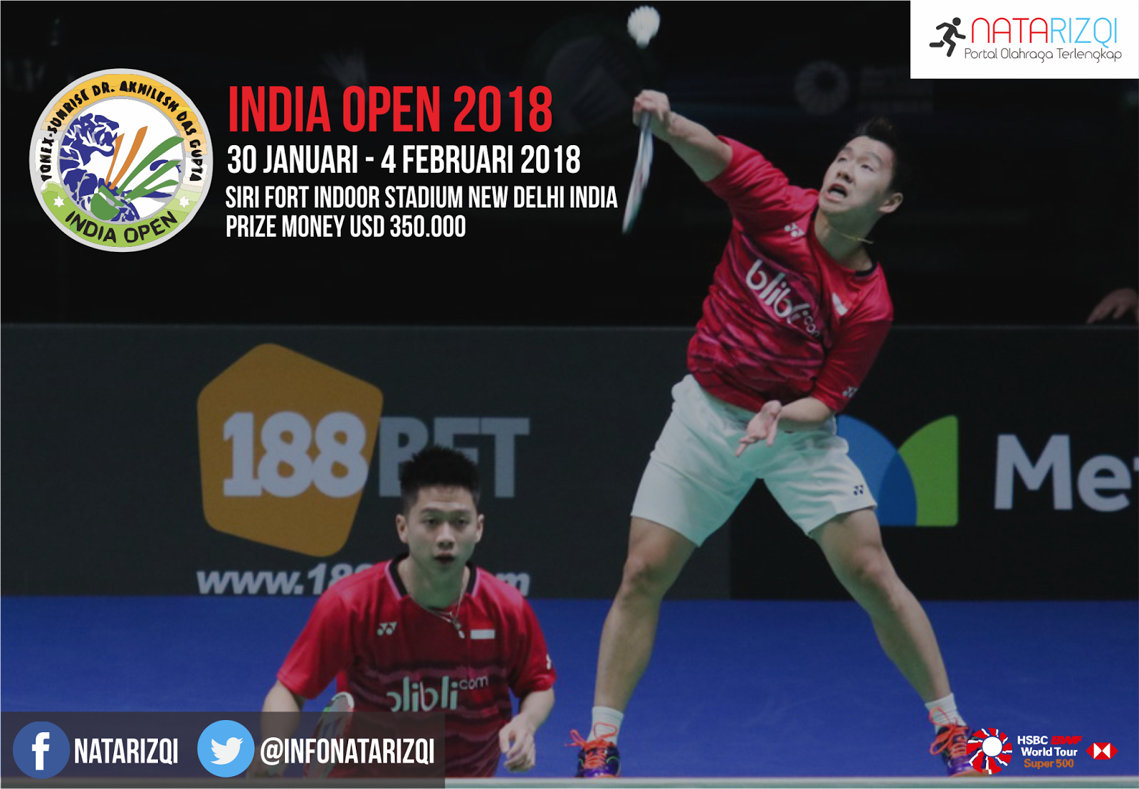 Jadwal Lengkap Yonex Sunrise Dr. Akhilesh Das Gupta India Open 2018