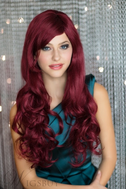  Hot Sale Top Quality Long Deep Wavy Dark Red Wig for Cosplay