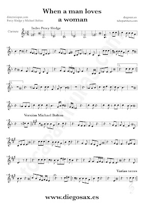 Tubepartitura When a man loves a woman de Percy Sledge partitura de Clarinete Balada Pop - Rock
