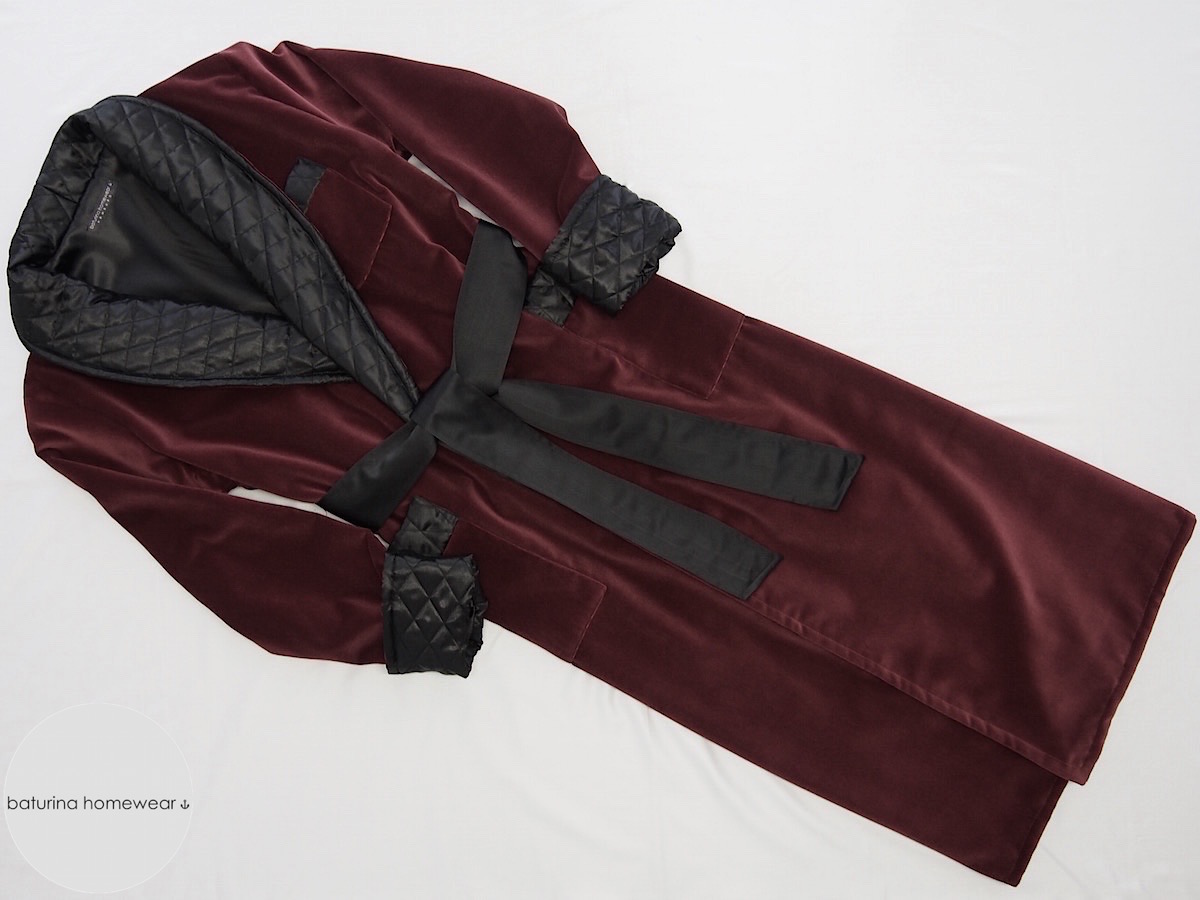 Men's Warm Velvet Dressing Gown and Smoking Jacket Robe