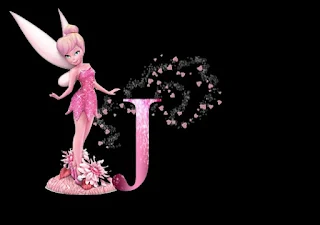 Abecedario con Tinker Bell en Rosa. Pink Tinker Bell Alphabet.