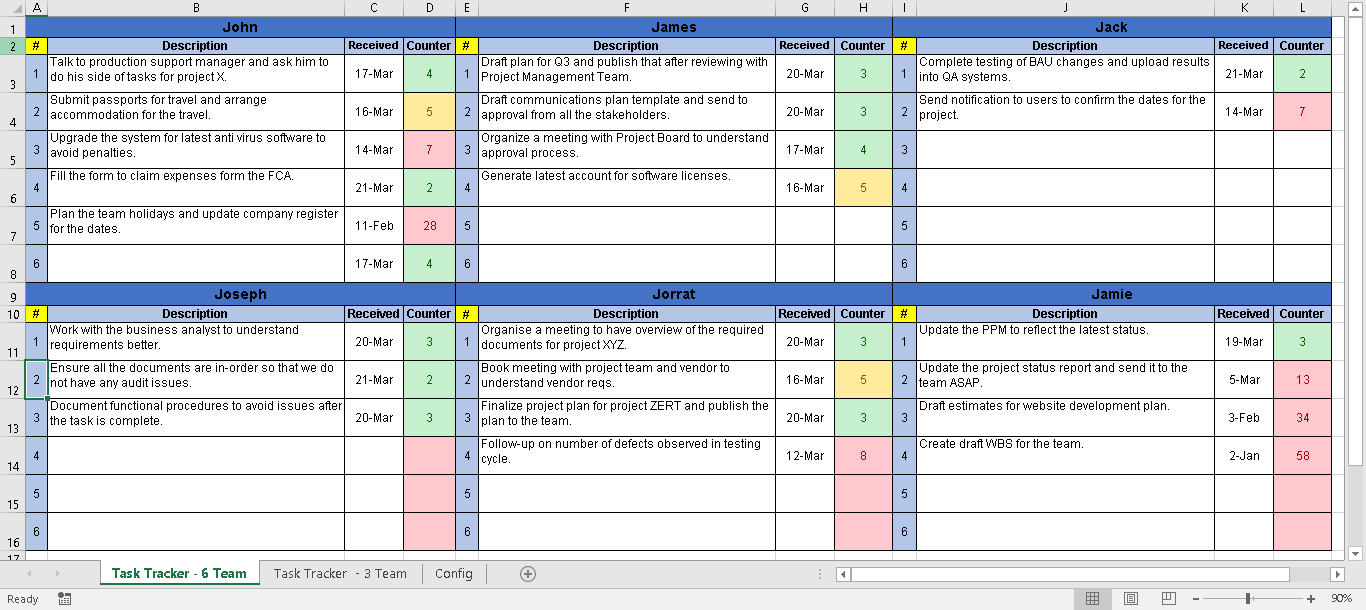 Task Manager Excel Template Free