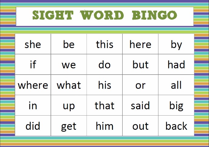 Download Sight Word Bingo 2
