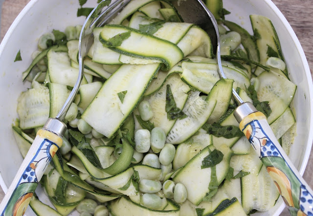 broad bean courgette and mint salad