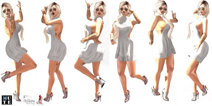 Poses Mute 4.3 + Outfit Astrid Dress - Shoes - Glasses