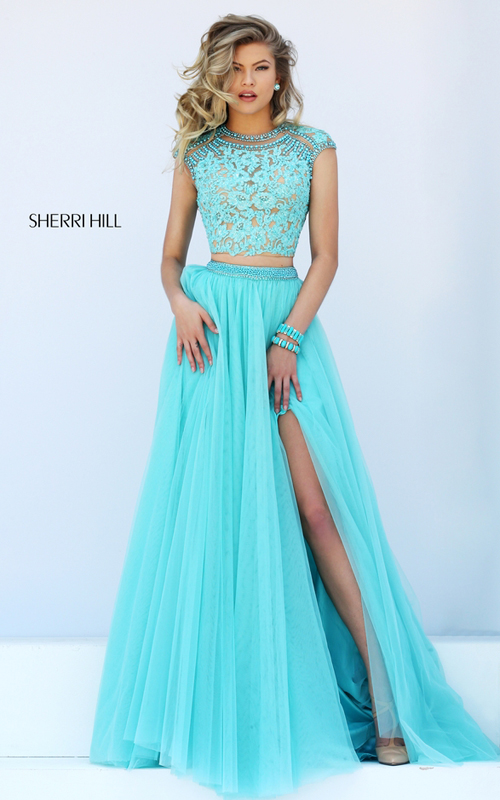 2016 Homecoming Dresses: Sherri Hill 50110 Lace Two Piece Prom Dress