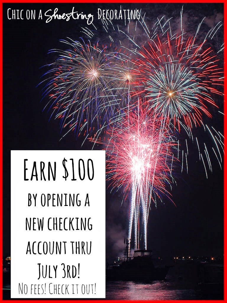 chic on a shoestring decorating, earn $100 checking account