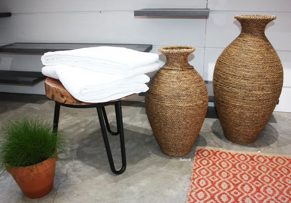 vases Bergères décoratifs en tressages artisanale