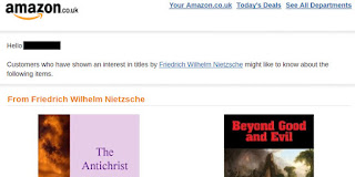 Email from Amazon about Nietzsche