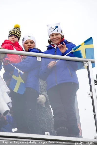 Princess Estelle of Sweden, Crown Princess Victoria of Sweden and Queen Silvia of Sweden attend the FIS Nordic World Ski Championships