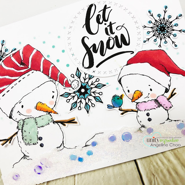ScrappyScrappy: Unity Stamp Lisa Glanz - Snow Snow Cute #scrappyscrappy #unitystampco #lisaglanz #youtube #quicktipvideo #cardmaking #papercraft #stamp #stamping #copicmarkers #christmascard #holidaycard #snowman #winter #nuvoglimmerpaste #timholtz #stencil #distressoxide #snowflakes #letitsnow