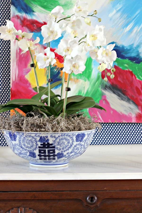 T&C Floral Company White Orchid FauxFloral Arrangement in Wooden Bowl
