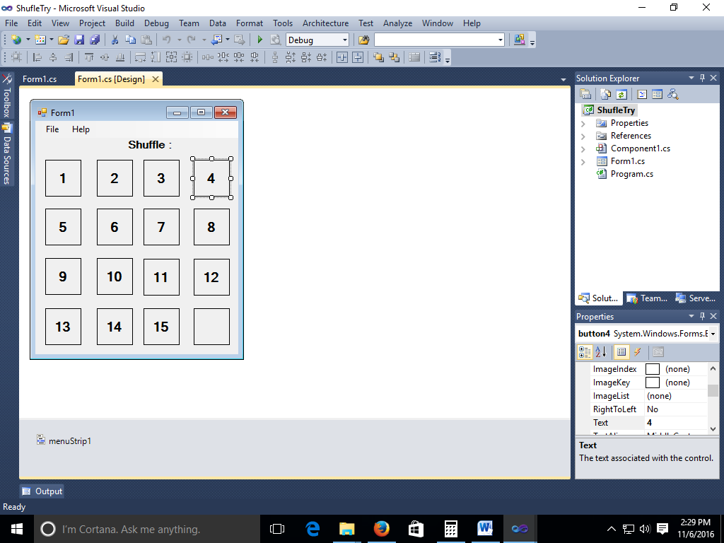 Developing skills Create Shuffle Game in with c.