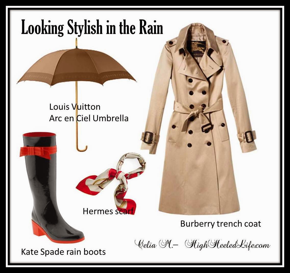 Celia M. Living My High Heeled Life Looking Stylish in the Rain