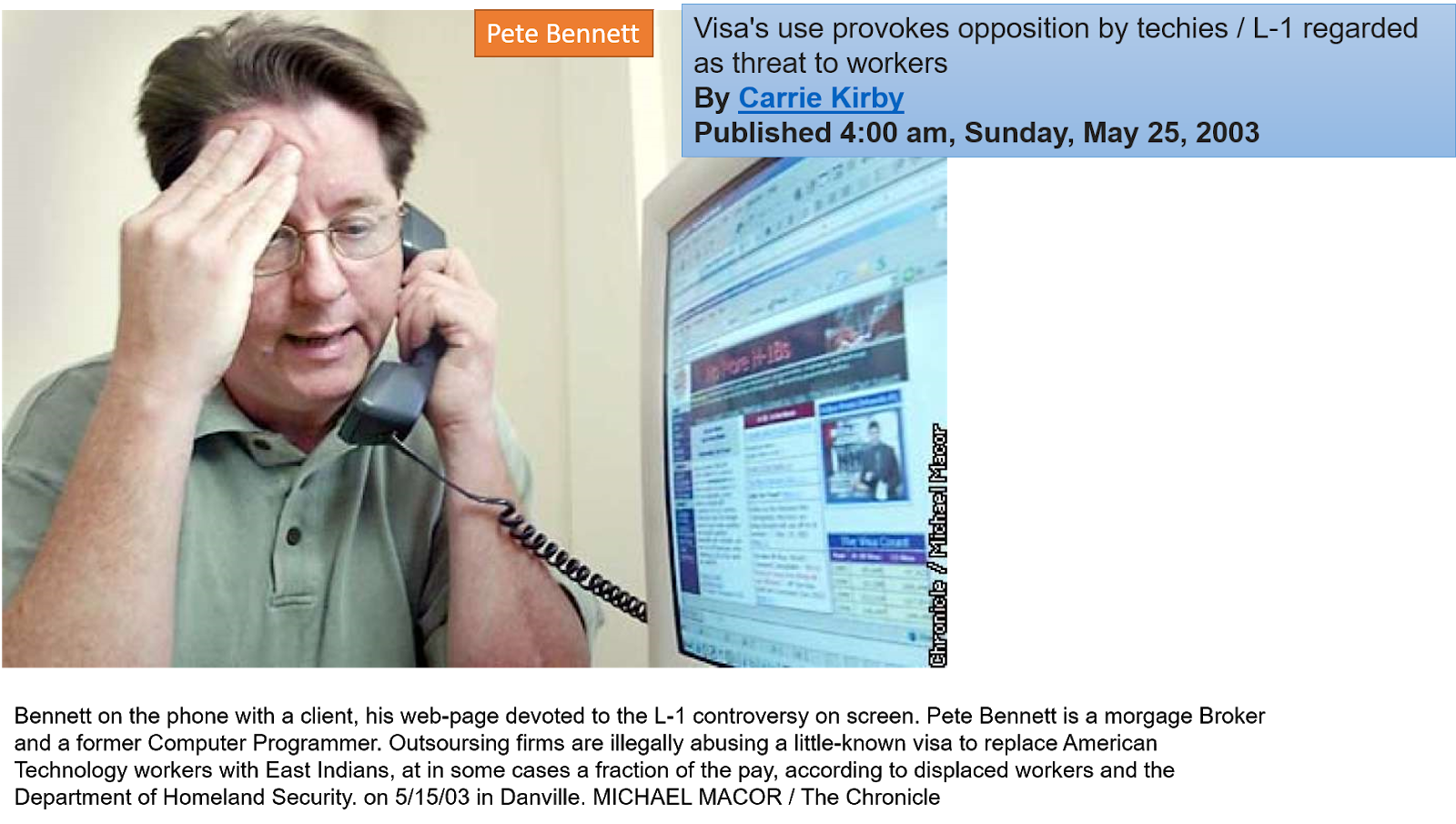 Visa's use provokes opposition by techies / L-1 regarded as threat to workers ~ NoMoreH1b