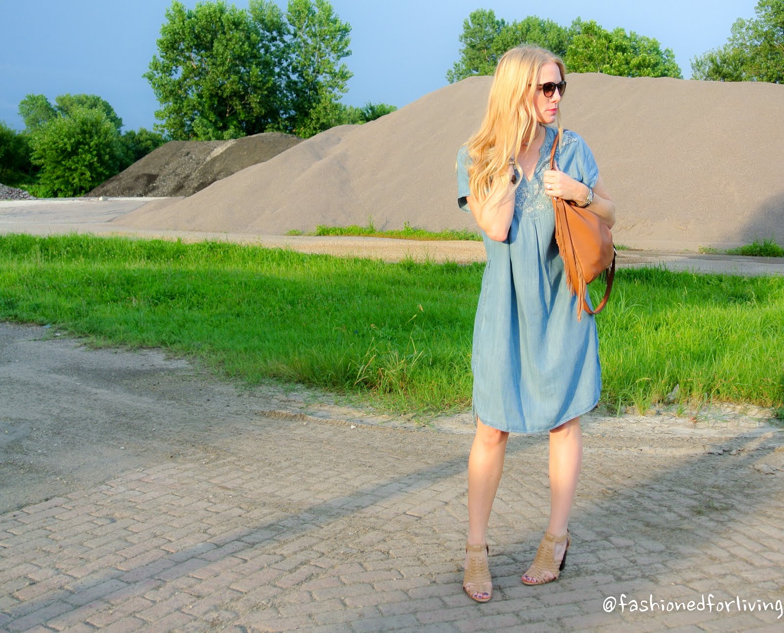 Fashioned For Living: chambray dress outfit