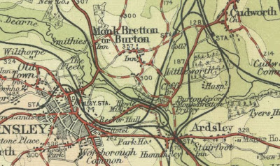 A map snip showing the location of Monk Bretton