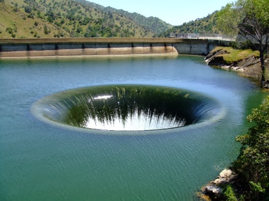 Glory hole in monticello dam. California.