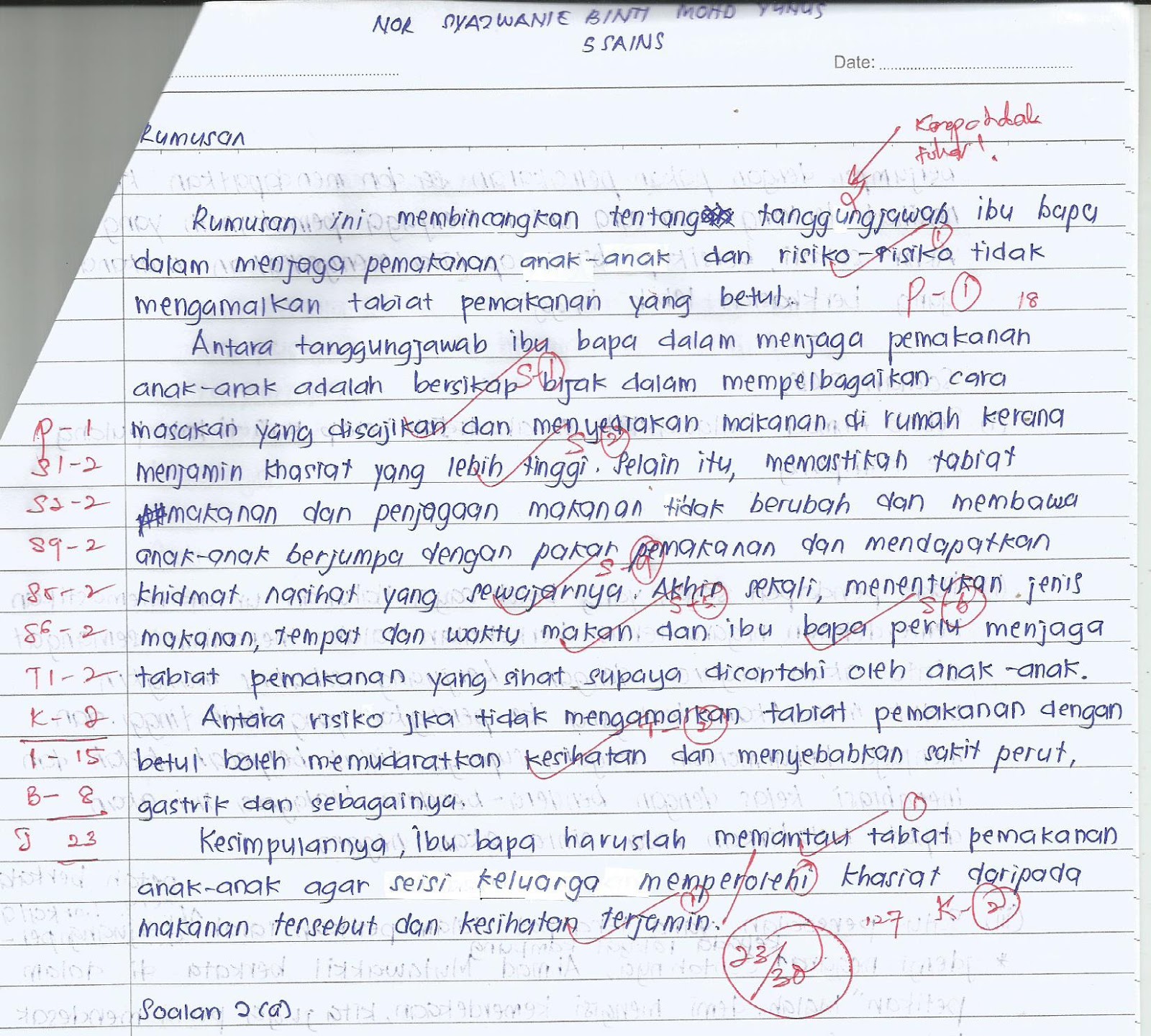 Laman Bahasa Melayu SPM HASIL SEMAKAN RUMUSAN  PELAJAR 5 S 