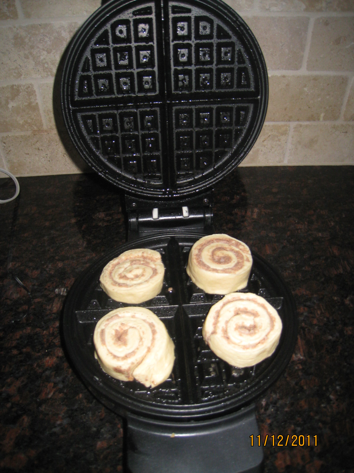 Cook a Book Cinnamon Rolls in the Waffle Iron