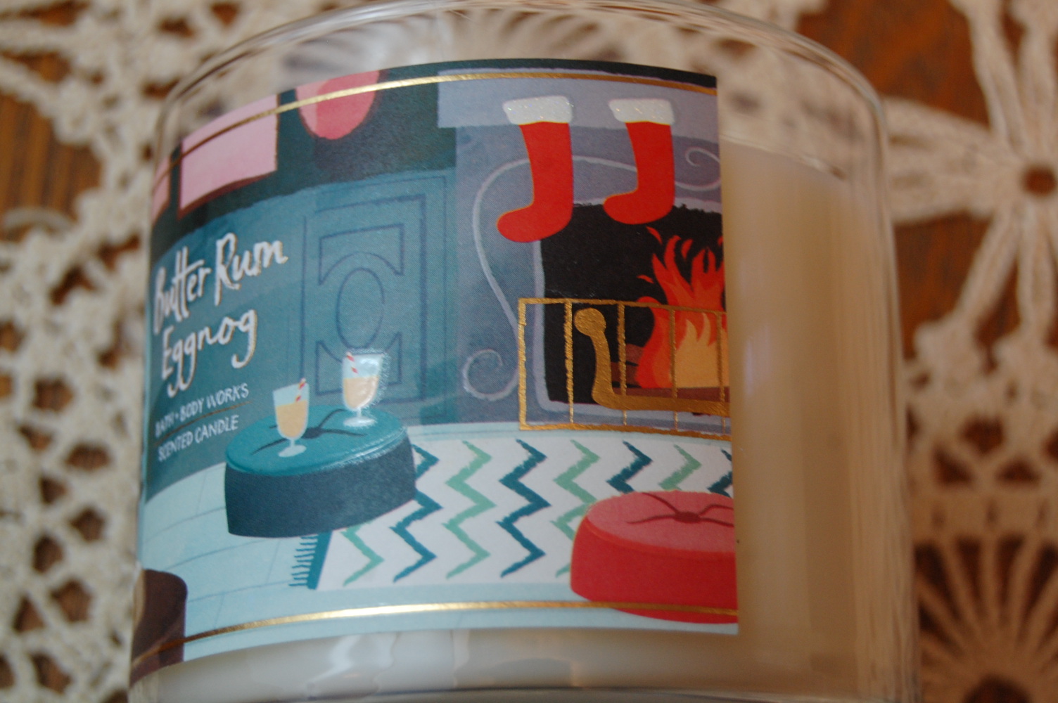 Bath & Body Works 3 Wick Butter Rum Eggnog Candle