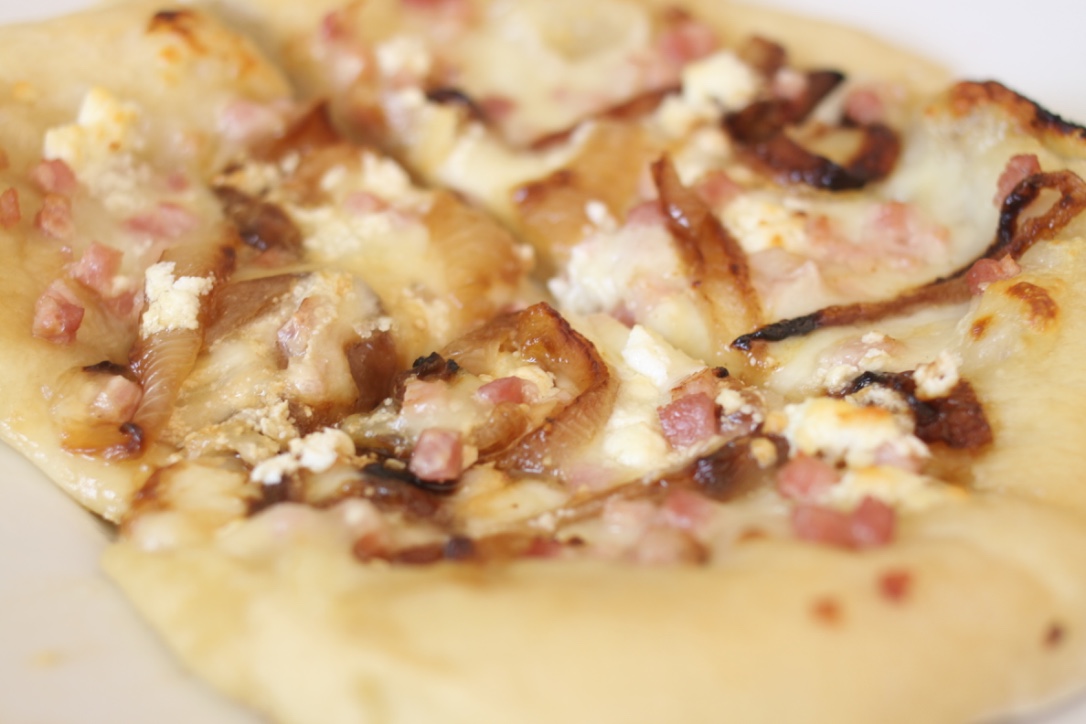 The Larson Lingo Caramelized Onion, Goat Cheese & Pancetta Pizza