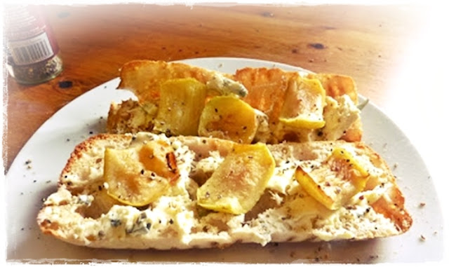roasted apples and blue cheese on toast