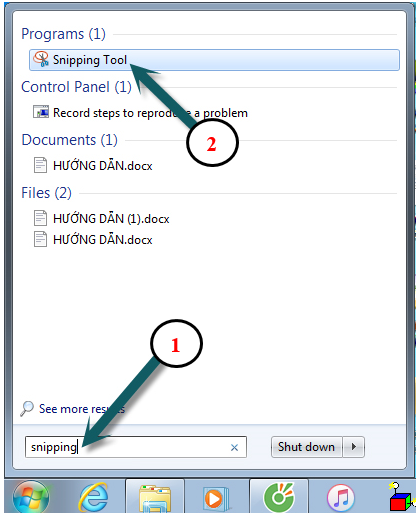 Hướng dẫn lấy biểu tượng phần mềm Snipping Tool ra màn hình desktop - Windows 7
