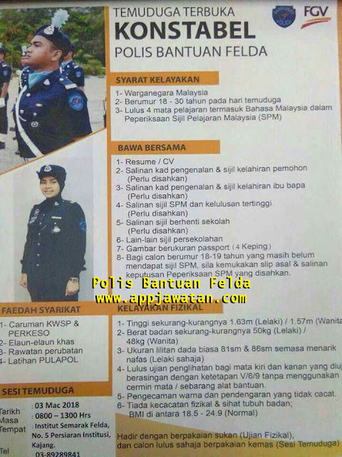 Temuduga Terbuka Konstebal Polis Bantuan Felda