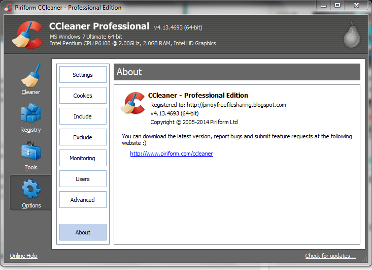 Windows & Internet Cleaner Pro v2.05 serial key or number