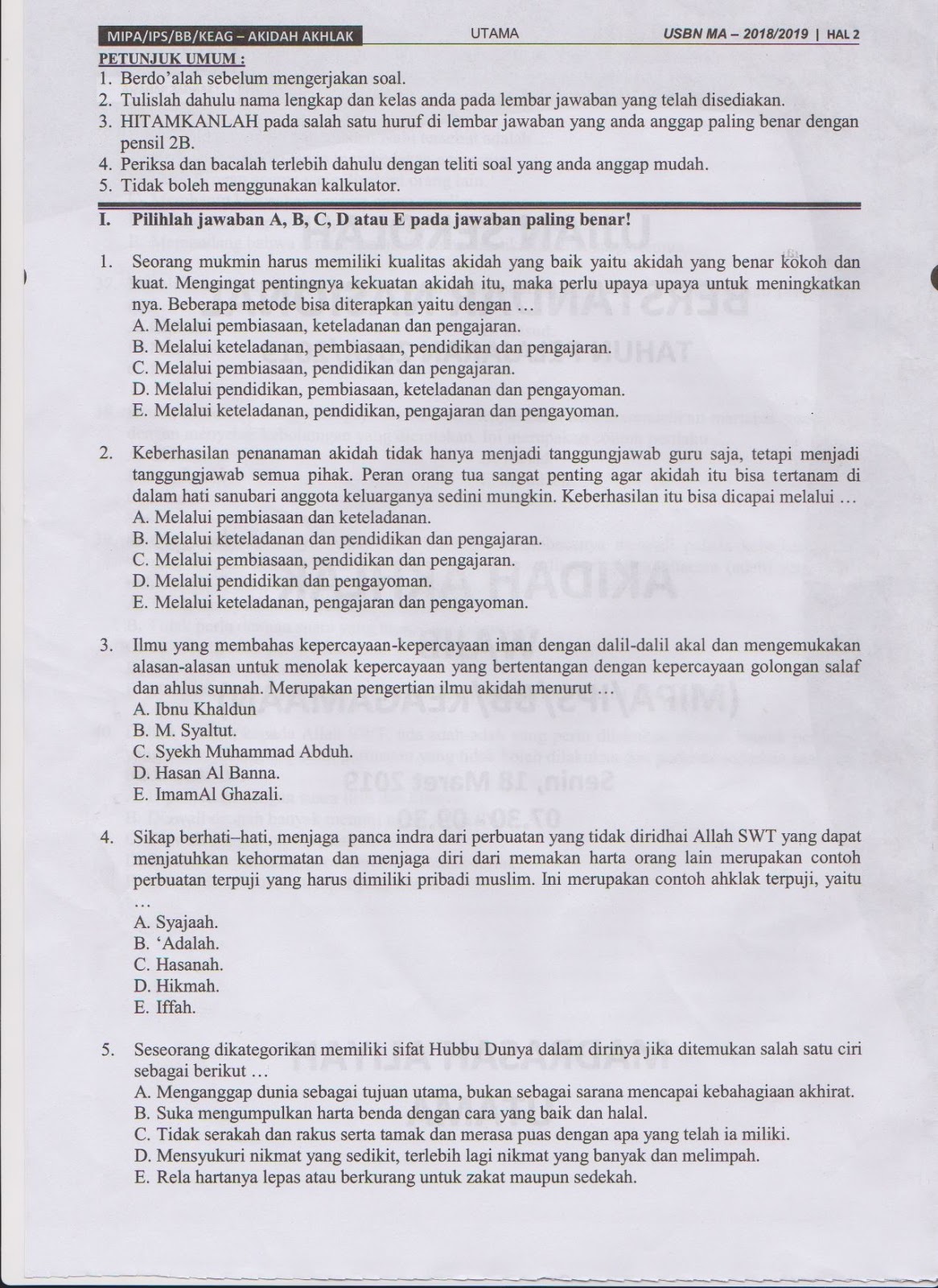 Soal Dan Jawaban Tentang Syaja Ah Kanal Jabar