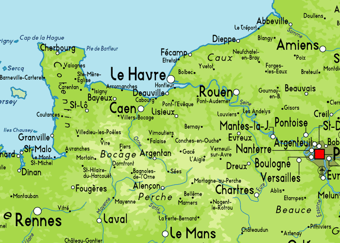 Kaart Normandie Frankrijk - Vogels