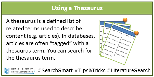 Icons of articles with some highlighted with a tag indicating they have the same thesaurus term