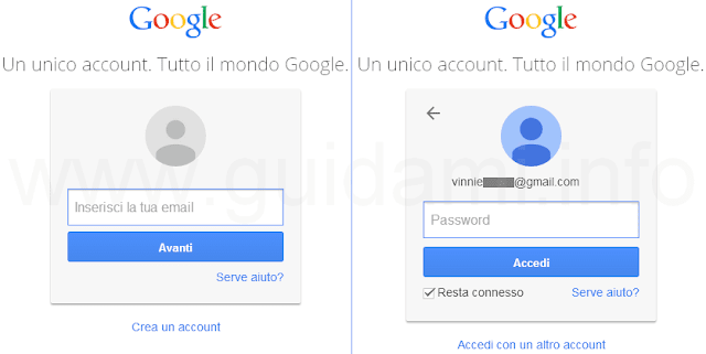 Accesso a Gmail in due fasi