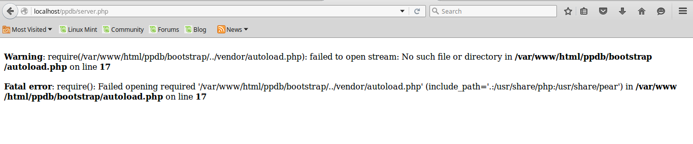 Failed opening required php