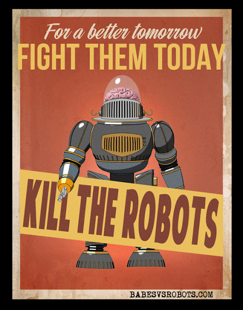 Tiny Spaceman's cool retro posters for the iPhone game, Babes vs. Robots