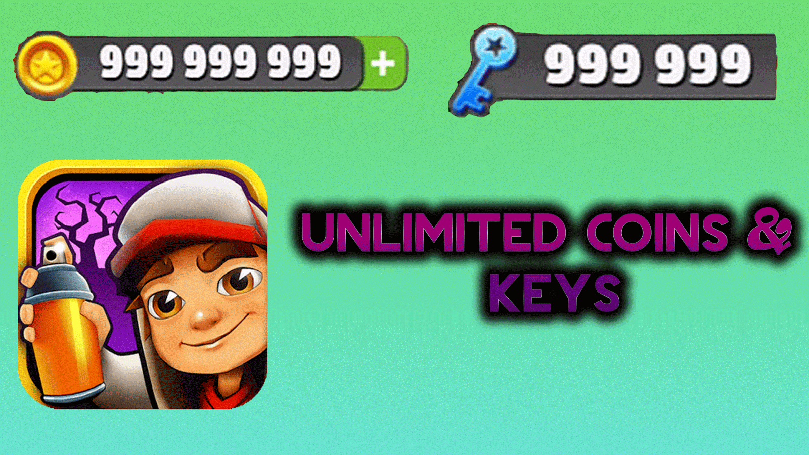Subway Surfers 1.83.0 cheat - Unlimited Keys, Unlimited Coins, All