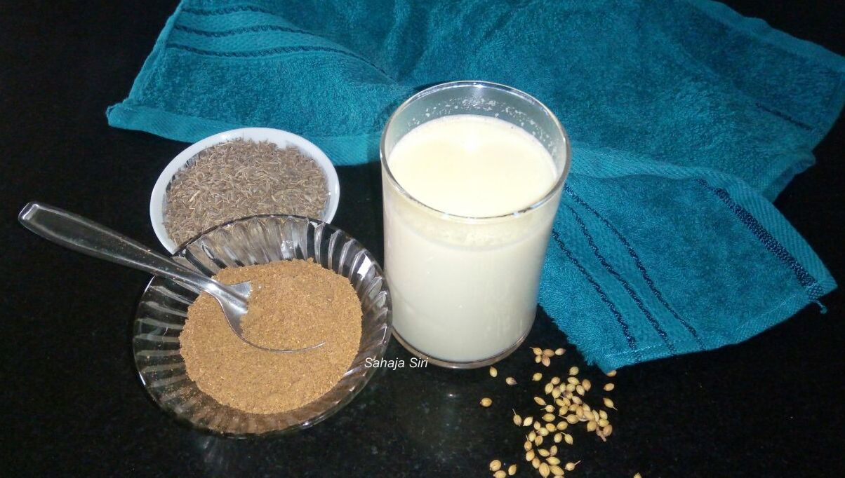 Coriander Cumin milk (tea) / Kottambari Jeerige Kashaya