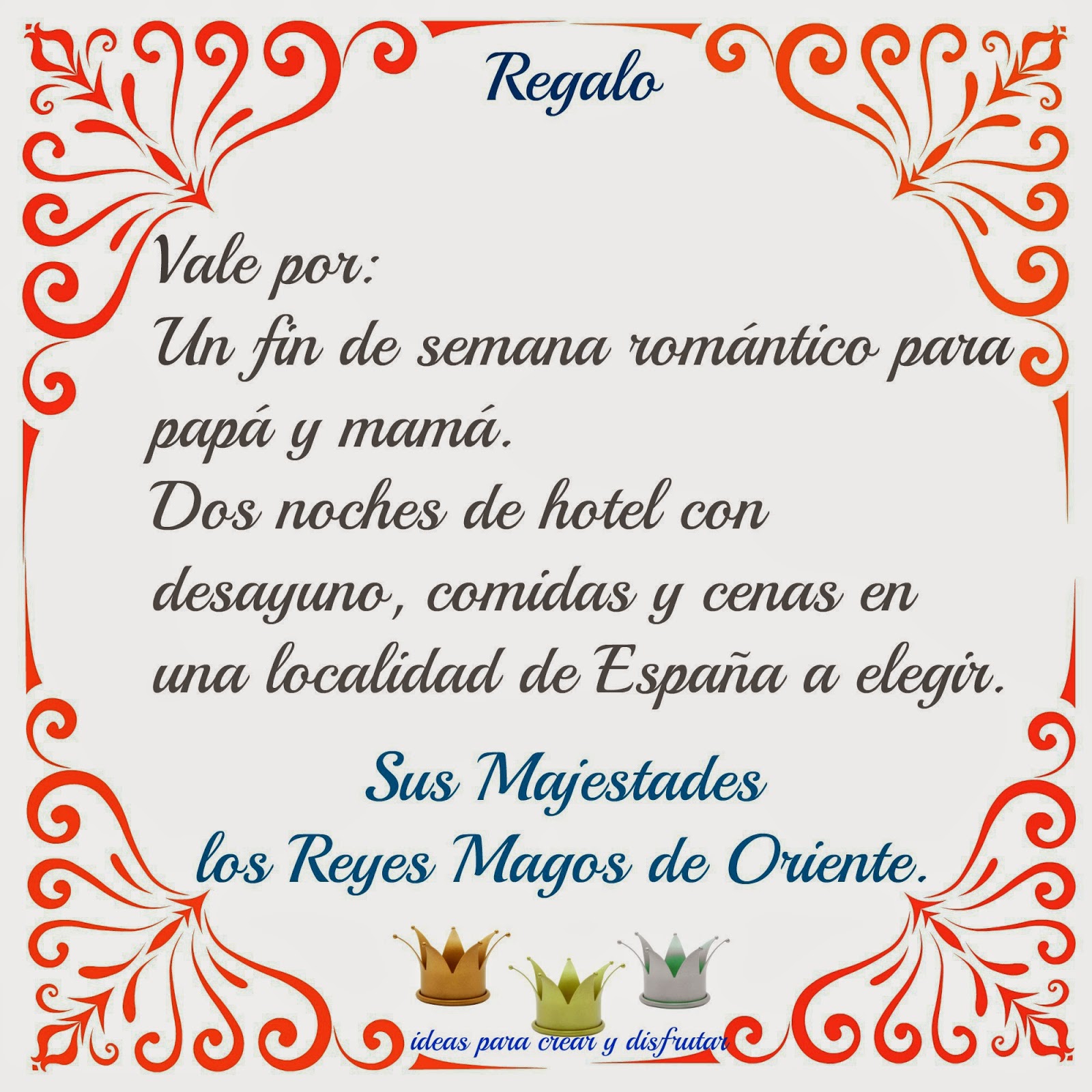 Vale Regalo Reyes Magos Ideas para "crear y disfrutar" por Cristina Gil Gil: Estupendo regalo de  Reyes